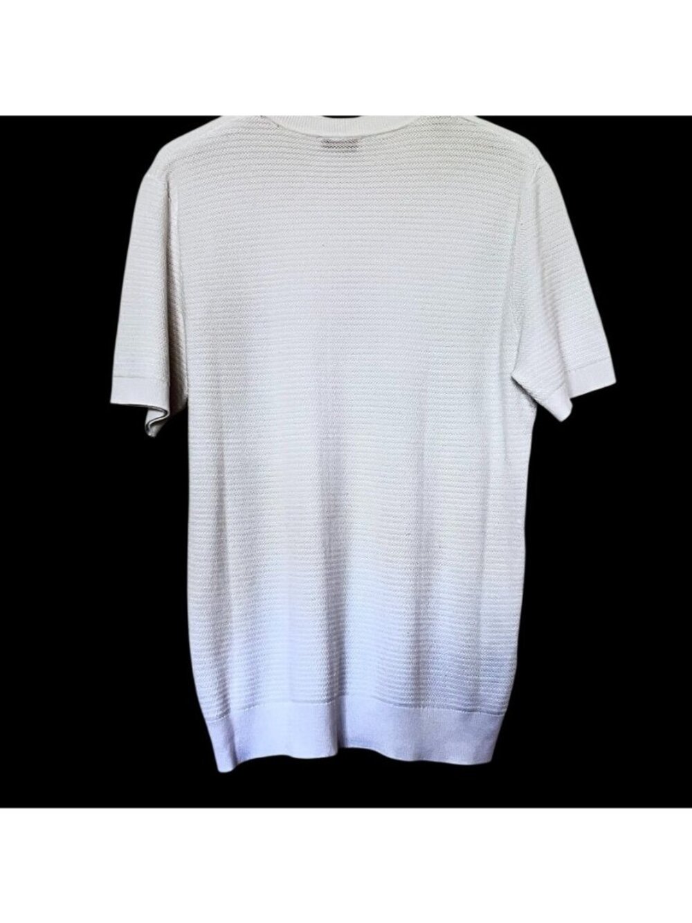 Mango MNG Men L Cotton Blend Ribbed Knit T-Shirt Short Sleeve Euro Summer Resort - Picture 3 of 14